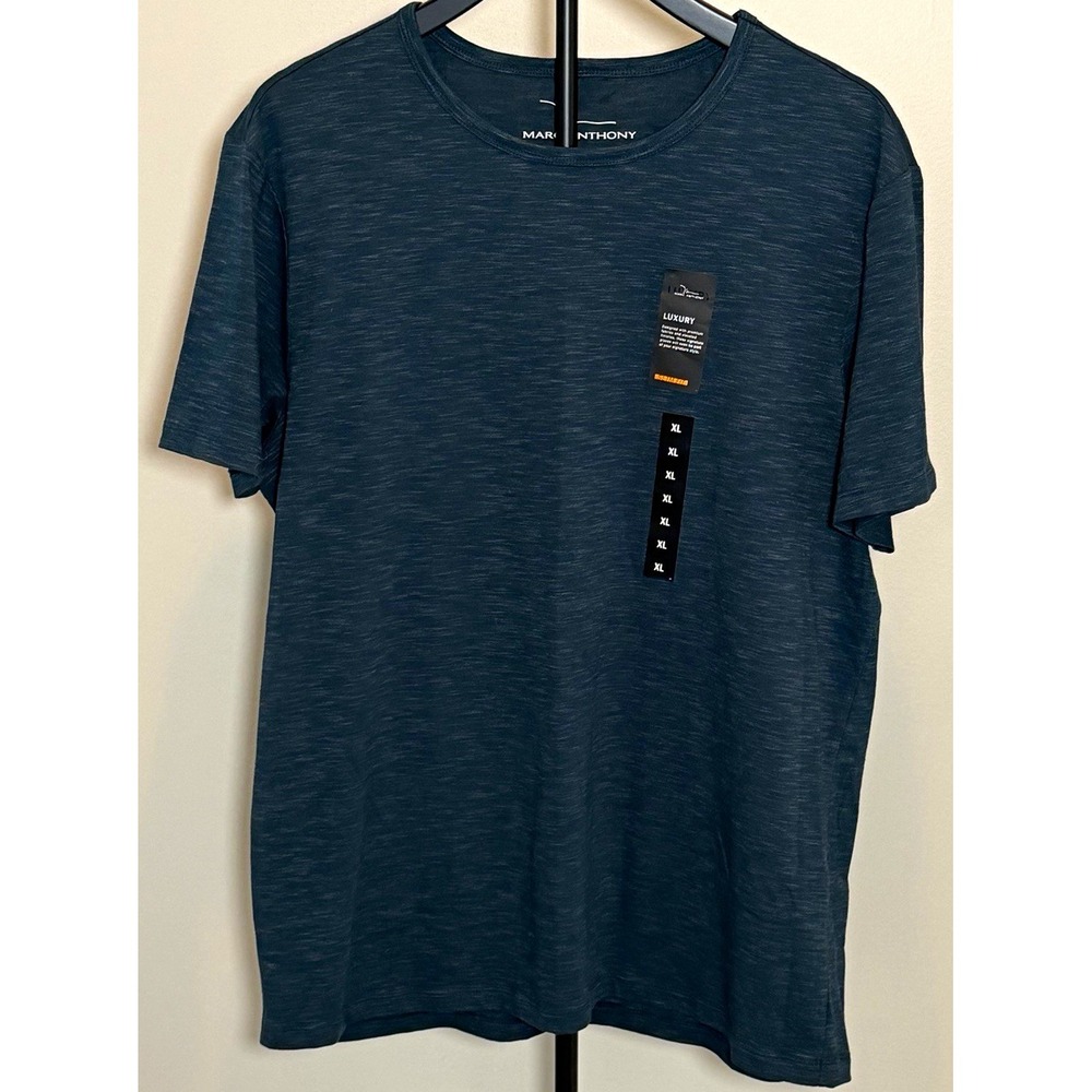 Marc Anthony Luxury Men's Blue Cotton Blend Slim Fit Crew Neck Tee XL